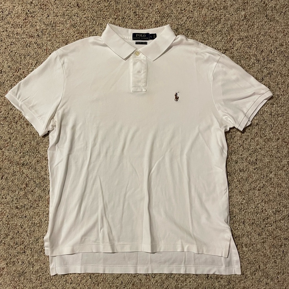 Polo - Collared Shirt. 
Size - Large. 
Color - White.
